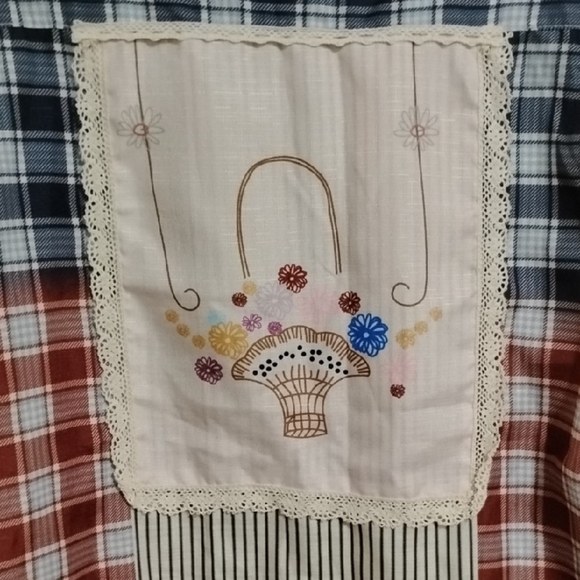 Red and Blue Long Sleeve Button Down Shirt with Notched Collar - Picture 7 of 7